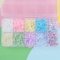 10-grid storage box with pastel macaron DIY beads for necklaces and phone charms - 10-Grid Bead Material Kit / Monochrome Light