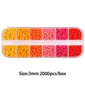 3mm red gradient seed bead kit in 12-grid organizer box for DIY jewelry making - 12-Grid Bead Collection / Solid Red Yellow Series