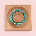 Bohemian turquoise chip bracelet with silver beads on a natural square pine wood tray - Beech Square Groove Tray