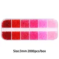 12-compartment 3mm red gradient glass seed bead kit with 2000 pieces for DIY jewelry making - 12-Grid Bead Collection / Transparent Red Pink Series