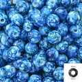 Blue marble texture acrylic round beads with 12mm outer and 6mm inner diameter - 12mm / 30Pcs Pack / Dark Blue