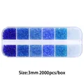 DIY bead set with blue gradient 3mm glass seed beads in 12-grid storage box 2000pcs - 12-Grid Bead Collection / Transparent Blue Series