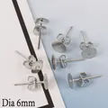 6mm runde Ohrstecker in Silber mit Schmetterlingsverschluss für DIY Schmuckdesign - 6mm Stift Und Verschlüsse (Silber)