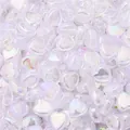 Holographic white heart-shaped acrylic spacer beads with iridescent finish for DIY jewelry - Heart Style / 100 Pieces/Pack (19g) / White
