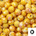 12mm yellow acrylic flower bead with watercolor texture for DIY jewelry making - 12mm / 30Pcs Pack / Yellow