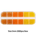 DIY bead set with 3mm seed beads in orange and yellow tones, 12-grid storage box - 12-Grid Bead Collection / Transparent Orange Yellow Series