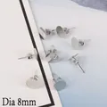Silberne Ohrstecker mit 8mm Basis und Ohrmuttern für die DIY-Schmuckherstellung - 8mm Stift Und Verschlüsse (Silber)