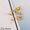 DIY Goldene Ohrstecker und Verschlüsse Set mit 8mm flachen runden Metallscheiben - 8mm Stift Und Verschlüsse (Gold)