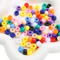 Mix of colorful acrylic barrel beads with large holes for DIY jewelry making - Solid Color Barrel Beads (#04) / 100 Pieces (9x6mm) / Colorful