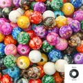 12mm marbled acrylic floral beads with 6mm hole for DIY jewelry making accessories - 12mm / 30Pcs Pack / Multicolor