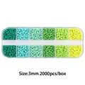 3mm green gradient seed bead set in a 12-slot storage box with 2000 pieces for DIY crafts - 12-Grid Bead Collection / Solid Green Series
