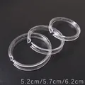 Three transparent acrylic jewelry display rings in sizes 5.2cm, 5.7cm, and 6.2cm - Transparent C-Ring Assorted