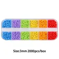 3mm 2000pcs 12-color rainbow seed bead set in rectangular storage box for DIY jewelry - 12-Grid Bead Collection / Solid Rainbow Series