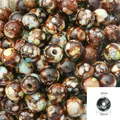 Ink splatter texture round acrylic beads 10mm for DIY jewelry making and earrings - 10mm / 50 Pieces / Dark Coffee