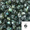 8mm round black acrylic beads with marble blue and yellow patterns for DIY jewelry - 8mm / 100pcs Pack / Black