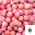 Pink marble texture 8mm acrylic beads with 1.5mm hole for DIY jewelry making - 8mm / 100pcs Pack / Pink
