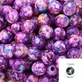 Purple marble pattern acrylic 8mm round beads for DIY jewelry making and crafts - 8mm / 100pcs Pack / Purple