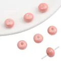 Roze ronde keramische kralen voor DIY-sieraden met glanzende glazuurlaag en centraal gat - Abacus kralen / 4 Stuks/Pak (9x5.5mm) / Roze