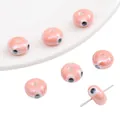 Roze evil eye keramische kralen met gat voor DIY armbanden en sieraden maken - Evil Eye Abacus Bead / 2 Stuks/Pak (10x6mm) / Roze