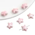 Roze stervormige keramische kralen met glanzende afwerking voor DIY-sieraden maken - Hol Hart / 2 Stuks/Pak (14x13mm) / Roze
