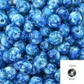 Blue splash texture acrylic round flower beads 8mm for DIY jewelry making - 8mm / 100pcs Pack / Dark Blue