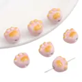 Roze en oranje kattenpoot keramische kralen voor doe-het-zelf sieraden en armbanden - Kattenpoot / 2 Stuks/Verpakking (12x11mm) / Roze