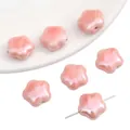 Roze keramische sterbloemkralen met parelglans voor het maken van DIY-sieraden - Bloem / 2 Stuks/Pak (15x14mm) / Roze