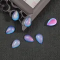 Blue-purple gradient teardrop resin cat-eye stones for DIY jewelry making and setting - Teardrop (8x12mm) 10 Pieces/Pack / Blue