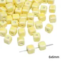 Handgemaakte lichtgele keramische kubuskraal 6x6mm voor DIY-sieraden maken - Kleine kubus / 5 Stuks/Verpakking (6x6mm) / Geel