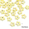 Stervormige lichtgele keramische kralen met boze oog motief voor DIY sieraden - Gevlekte Vijfpuntige Ster / 2 Stuks/Pak (14x14mm) / Geel