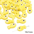 Gele vis keramische kraal met witte stippen voor DIY sieraden, maat 19x11mm - Spotted Fish / 2 Stuks/Verpakking (19x11mm) / Geel