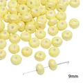 Lichtgele 9mm keramische kralen met gladde glazuur voor DIY-sieraden maken - Abacus kralen / 4 Stuks/Pak (9x5.5mm) / Geel
