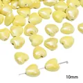 Parelachtige roomgele hartvormige keramische kralen 10mm voor DIY sieraden en handwerk - Klein Hart / 4 Stuks/Pak (10mm) / Geel
