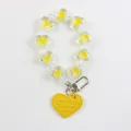 Detail of yellow heart-shaped beaded keychain with Lovely Home engraved leather charm - Yellow (a5059-6)