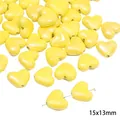 Heldere gele hartvormige kralen voor DIY sieraden maken, 15x13mm keramische kralen - Hart / 2 Stuks/Verpakking (15x13mm) / Geel