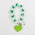 Detail of green beaded keychain with heart pendant and Lovely Home Sweet Love engraving - Green (a5059-5)