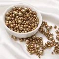 Matte gold ABS imitation pearl beads for DIY jewelry making in various sizes - Matte Gold