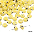 9mm gele boze oog keramische kralen voor doe-het-zelf sieraden en handgemaakte armbanden - Evil Eye Abacus Bead / 2 Stuks/Pak (9x5mm) / Geel