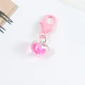 Detail of pink jelly heart charm with matching lobster clasp for bags and keyrings - Light Pink