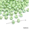 6x4mm lichtgroene geglazuurde keramische cilinderkralen voor het maken van sieraden - Cilinder / 5 Stuks/Verpakking (6x4mm) / Groen