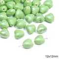 Glanzende groene hartvormige keramische kralen voor DIY-sieraden, 12x12mm voor armbanden - Hart / 2 Stuks/Verpakking (12x12mm) / Groen