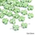 Groene klaver keramische kraal 12x13mm voor doe-het-zelf sieraden en armbanden - Klaver / 2 Stuks/Verpakking (12x13mm) / Groen