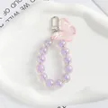 Dettaglio portachiavi con farfalla rosa e perline acriliche viola cangianti di lusso - Farfalla Perline Rosa-Viola (5164-5)