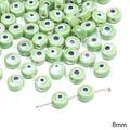 8mm lichtgroene Evil Eye keramische kralen voor handgemaakte sieraden en DIY-projecten - Evil Eye Oblate Bead / 2 Stuks/Pak (8x5mm) / Groen