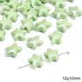 Stervormige keramische kralen in lichtgroen met gestippelde textuur voor DIY-sieraden - Zeester / 2 Stuks/Verpakking (12x10mm) / Groen