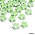 Stervormige 14mm muntgroene keramische kralen voor DIY handgemaakte sieraden maken - Pentagram / 2 Stuks/Verpakking (14mm) / Groen