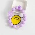 Details der lila Acryl-Perlenkette mit süßen Katzenpfoten- und Sternanhängern für Handys - Lila Große Perlen Katzenpfote Stern Ornament (5170-4)