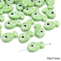 Lichtgroene visvormige keramische kralen met witte stippen voor DIY sieraden 19x11mm - Spotted Fish / 2 Stuks/Verpakking (19x11mm) / Groen