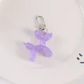 Detail of purple translucent resin balloon dog keychain with silver metal spring clasp - Purple