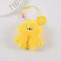 Yellow plush keychain with colorful smiley beads and a heart-shaped tag marked For Ever - Bright Yellow